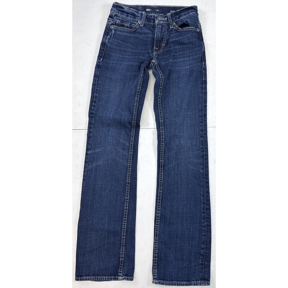 bke aiden slim bootcut jeans womens 27x34 stretch blue denim buckle Fits 26x31.5